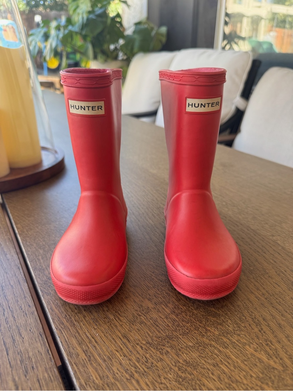 Hunter Kids Red Waterproof Rain Boots - Classic Logo